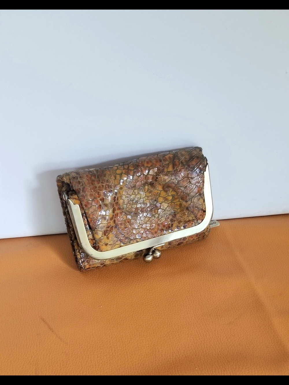 Hobo Leather Snakeskin Pattern Foldable Wallet With Coin Pouch